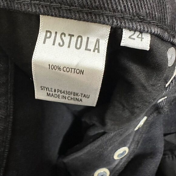 NWT Pistola Keaton Button Fly High-Waisted Slim Straight Jeans Women's Black 24 - Picture 9 of 9